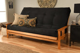 #6000 276 Coil Hinged Queen-size Futon Mattress in Suede Black